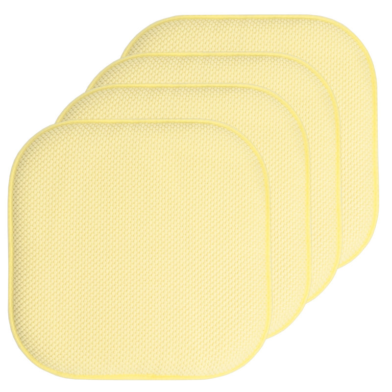 Honeycomb Non-Slip Indoor Chair Cushions, Yellow, 4-Pack