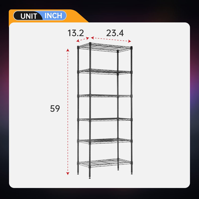Tablettes en métal, une tablette à 6 niveaux ou deux tablettes à 3 niveaux, Noir, noir, noir, noir