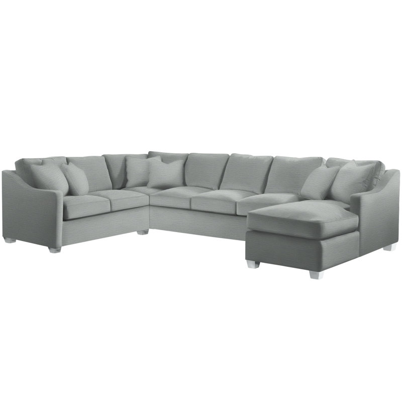 Oliver Sectional, Right Hand Facing, Beige Performance Fabric; 0851-73, Frost White