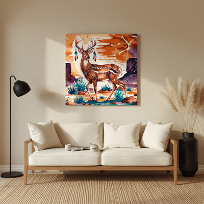 Southwestern Animals Deer 19 Brown Metal Wall Art