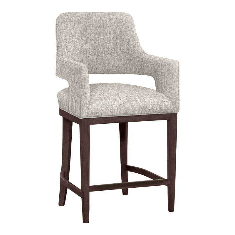 Tabouret de bar et de comptoir Josie, Tabac, Lin 3155, Tabouret de comptoir (siège d'une hauteur de 26,5