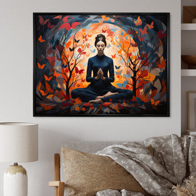 «Blue and Orange Yoga Bliss 3 - Yoga, art mural»