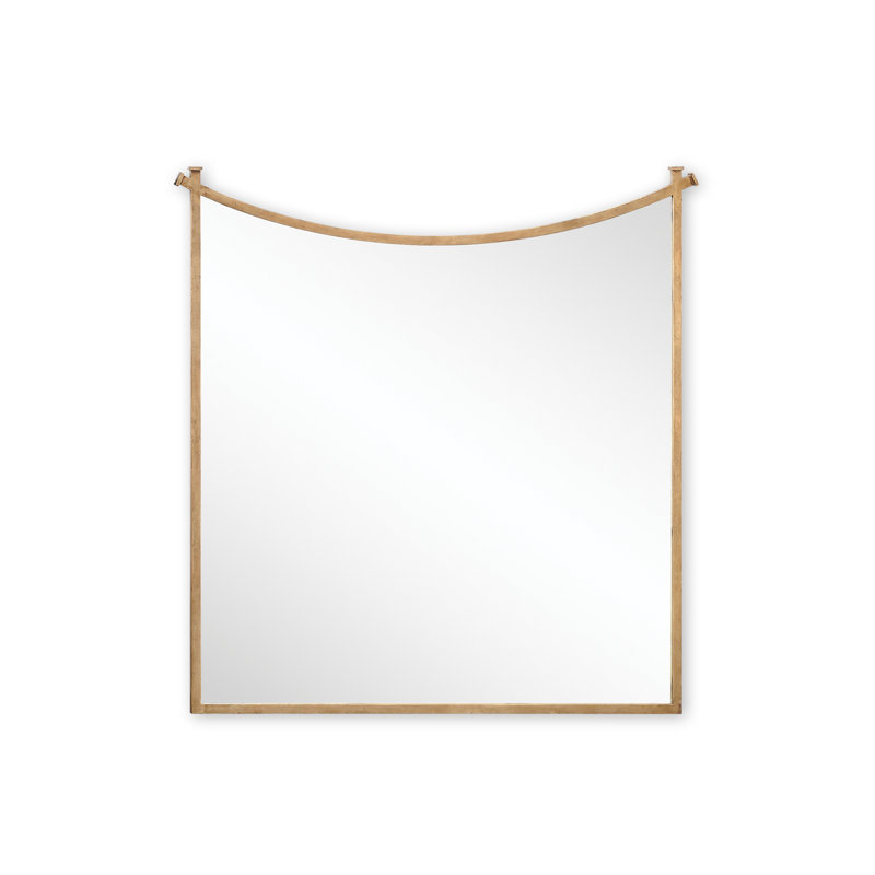 Luxe Flat Metal Wall Mirror, Gilded Iron