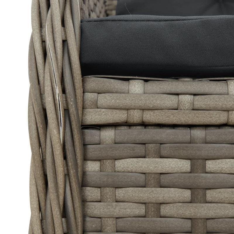 Garden Dining Set Grey PE Rattan 5 Piece Set, 29.1" H x 27.6" W x 55.1" D