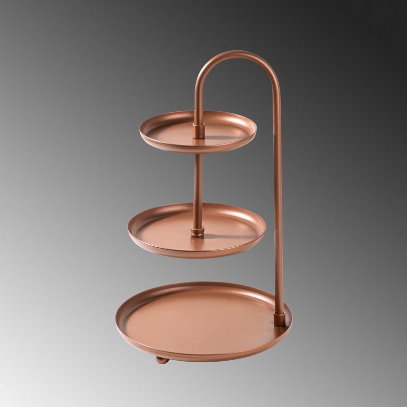 Modern Curved Silhouette 3-Tier Decorative Tray, Copper