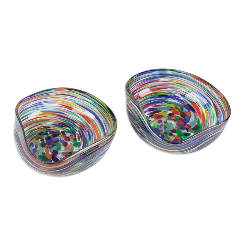  Bols en verre soufflés à la main hypnotiques faits à la main (la paire)