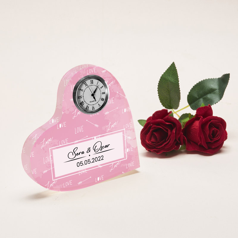 Analogue Acrylic Mechanical Tabletop Clock in Pink, Yes