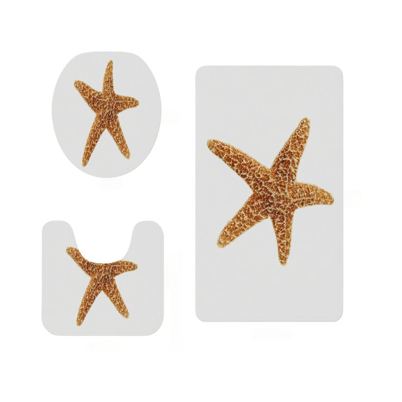 Ensemble de 3 tapis de salle de bain Natural Brown Starfish