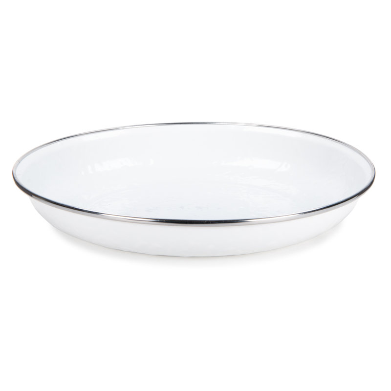 Swirl Enamelware Pasta Plate, Solid White Textured