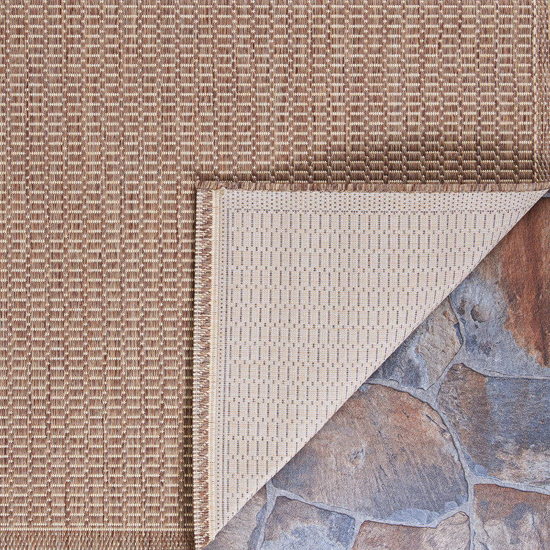Sania Flatweave Indoor Outdoor Area Rug, Rectangle 6'2" x 9'2", Brown / Tan