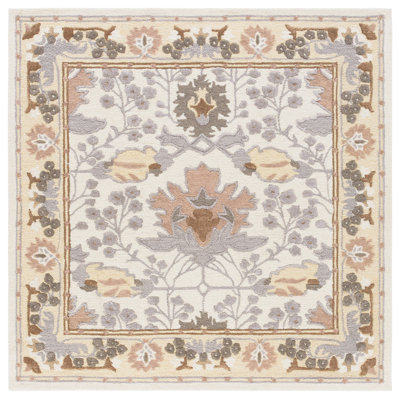 Tapis d'intérieur floral en laine, coton et viscose Earthly Treasures