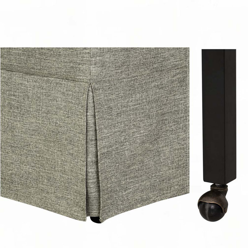 Fauteuil rembourré à jupe avec roulettes cachées, Gris