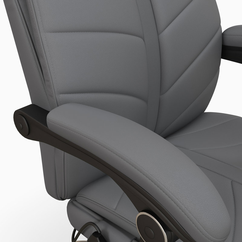 Fauteuil de bureau à 4 niveaux de massage avec inclinable, chauffant et réglable, cuir PU, roues pivotantes, gris 4, hauteur, gris, inclinable pour des journées de travail productives