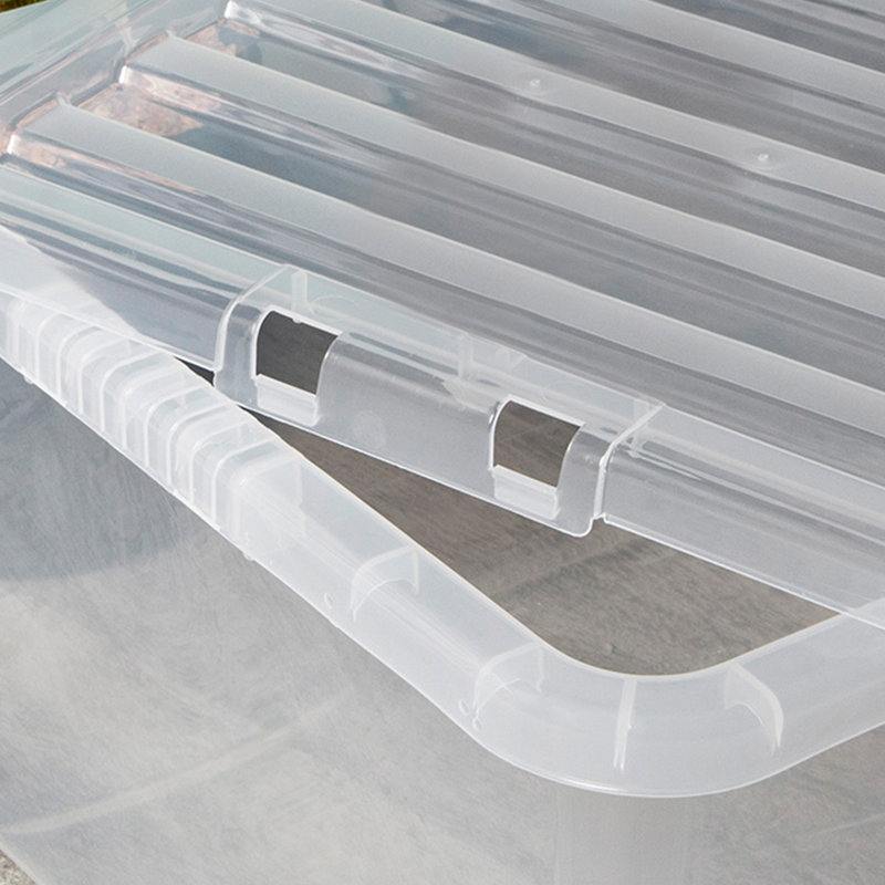 Wham Crystal 45L Plastic Storage Boxes Pack of 3 Clear, Clear