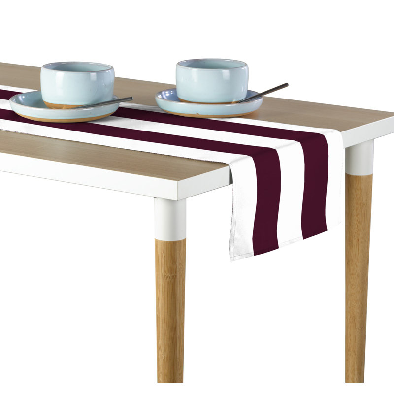 Burgundy Striped Table Runner 72" x 12", 72" L x 12" W, Burgundy
