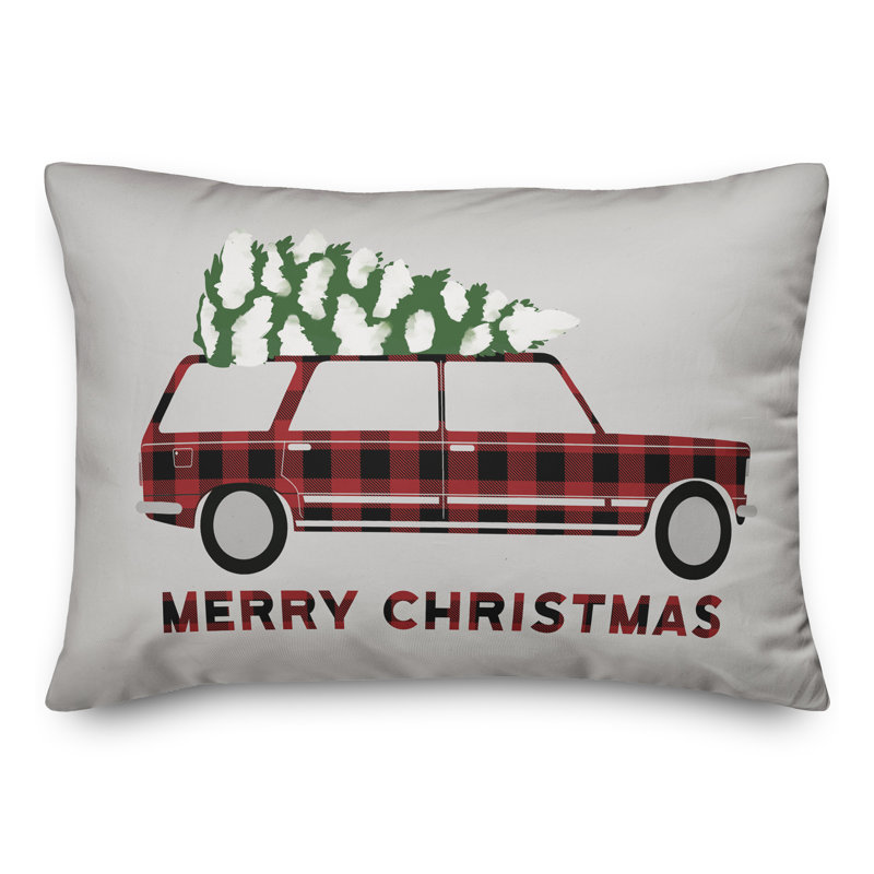  Housse de coussin lombaire Christmas Car, Polyester/ Bourre en polyester