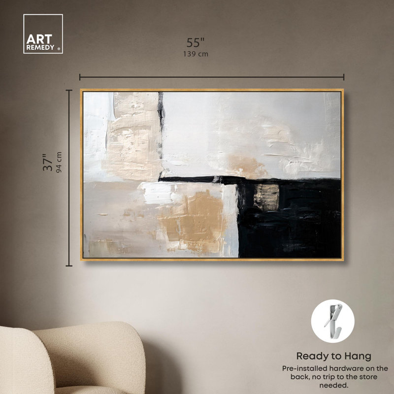 «Dust and Ash I» par Art Remedy, H 3 po x l 55 po, Cadre flottant doré