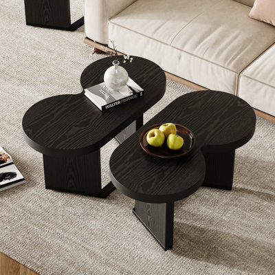 Butterfly 31.5" W 2-in-1 Coffee Table With Metal Base, Wood Modular Modern Center Table For Living Room