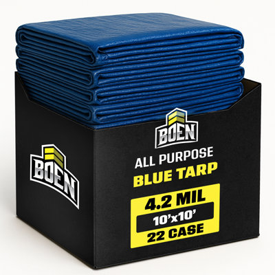 Blue Tarp, 22-Pack, 4.2 Mil Thick Multi-Purpose Large Waterproof Cover, Rip Proof Tarps, Thick Weave Material, UV Resistant for Tarpaulin Canopy Tent, Boat, RV or Pool Cover