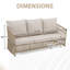 Canapé d'extérieur en osier pour 3 personnes avec coussin