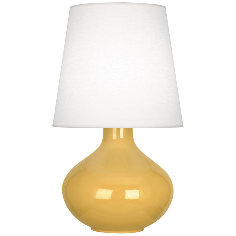 June Ceramic Table Lamp, Oyster Linen, Sunset Yellow