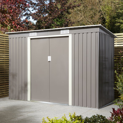 Trentvale 8X4 Metal Pent Shed Light Grey