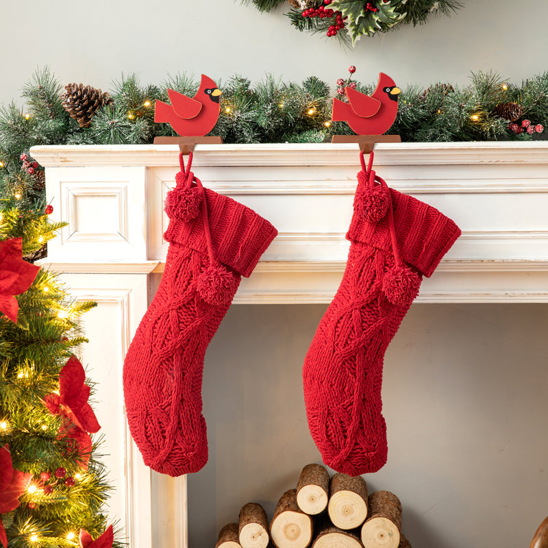 Chaussette de Noël tricotée, Rouge