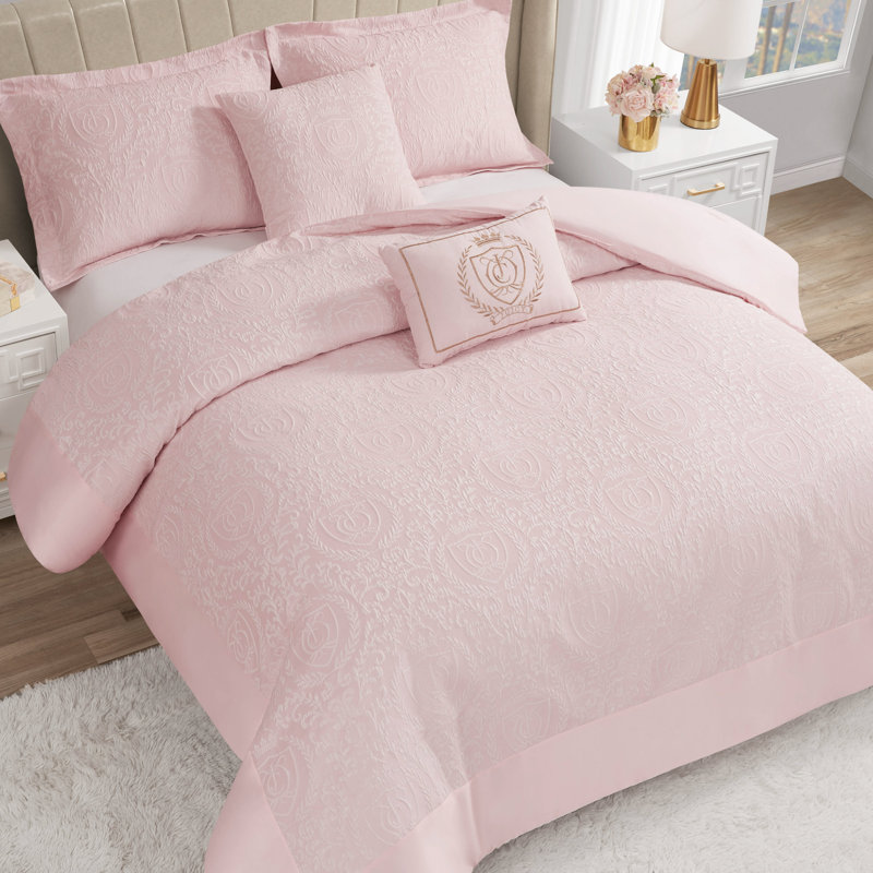 Juicy Couture Dovona Comforter Sets, Twin/TwinXL Comforter + 1 Sham, Blush Pink