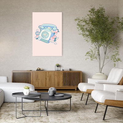 Charming Floral Telephone Classic Dreamy Retro Flower Wall Art Print