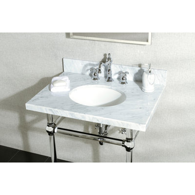 Comptoir de meuble-lavabo Templeton de 30 po Kingston avec pieds en acrylique transparent (8 po, 3 trous)