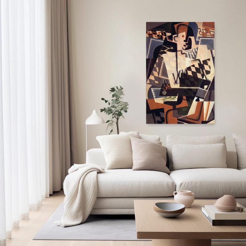Arlequin à la guitare, 1917 - Estampe d'art mural abstraite contemporaine, 60" H x 40" W
