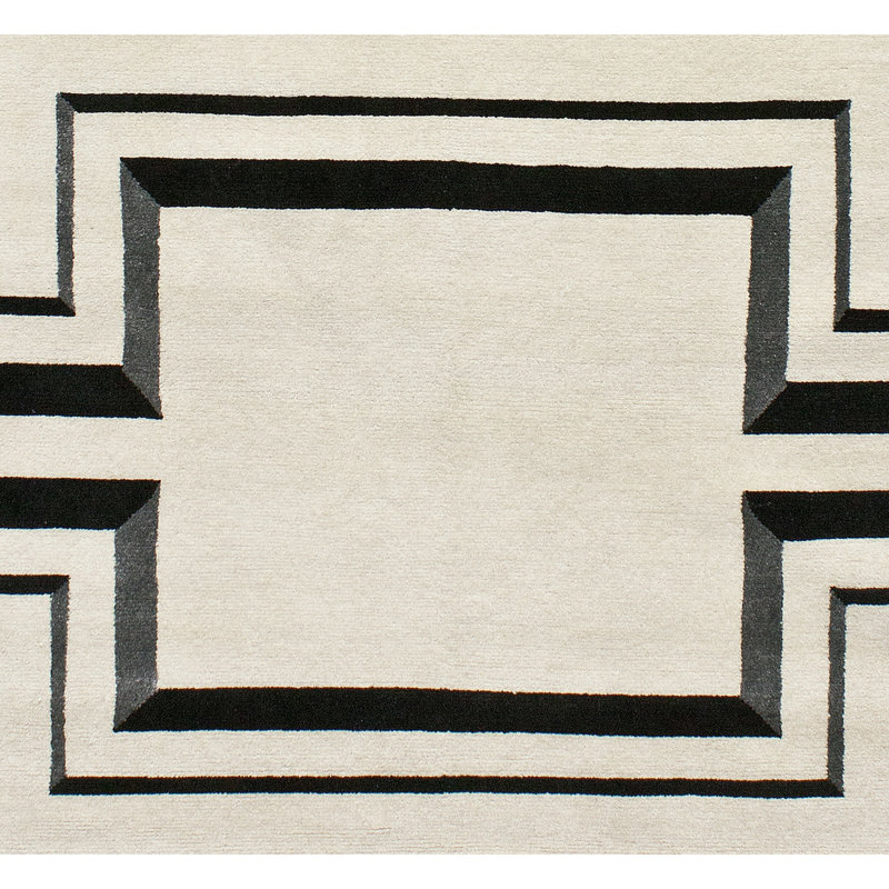 Geometric Area Rug in Black/Ivory, Rectangle 6' x 9'