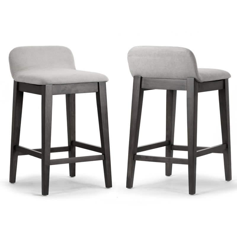 Auliffe Upholstered Bar & Counter Stool, Counter Stool (25” Seat Height), Black Washed, Light Gray