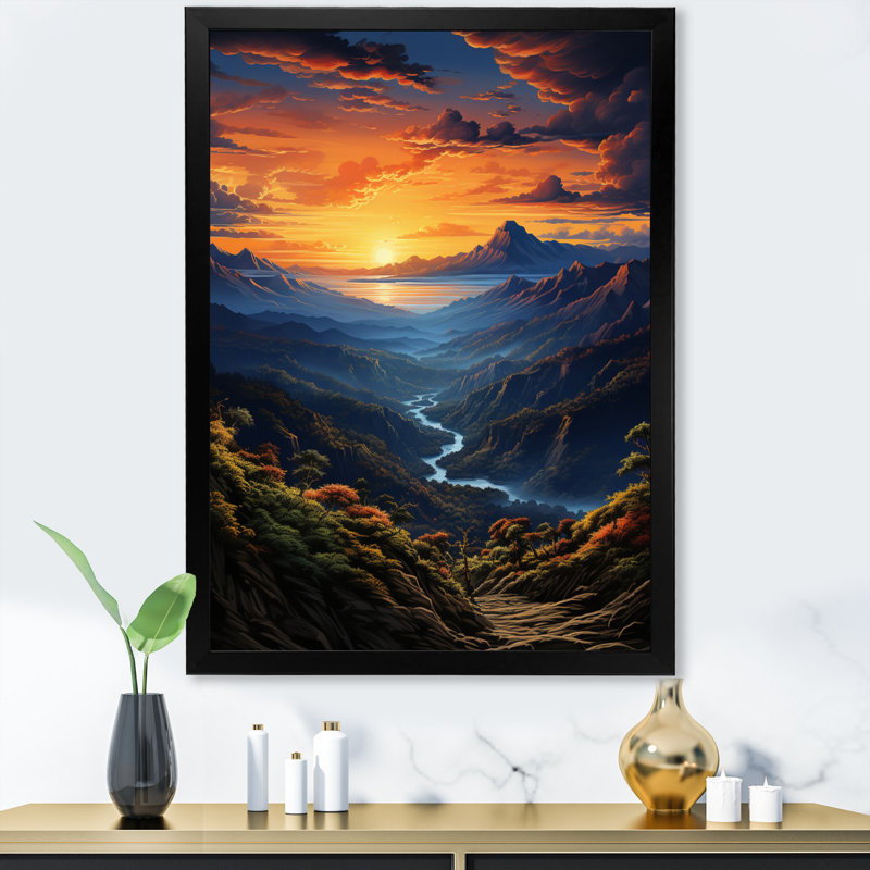 Dominicain, coucher de soleil I - reproduction, H 40 po x l 30 po x P 1,5 po, Cadre photo noir