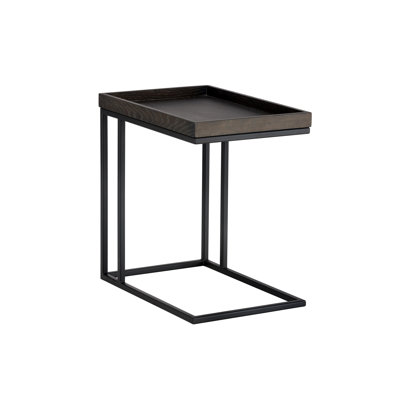 Solid Wood Tray Top End Table - Grey