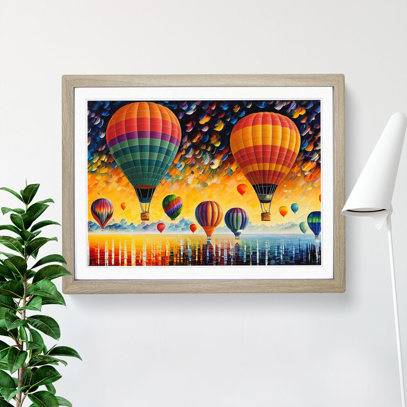 Colourful Hot Air Balloons Vol.3 - Print, Walnut Framed, 34cm H x 46cm W x 2cm D