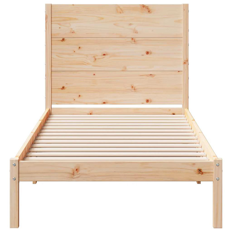 Bed Frame Solid Wood, Natural, 95.5 x 215.5 cm