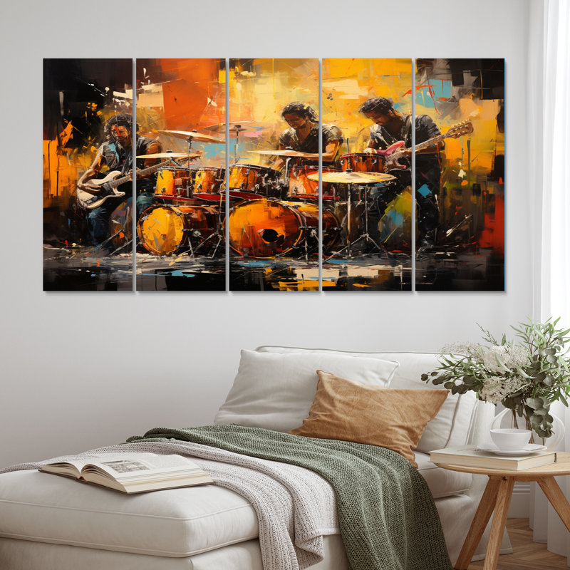 «Yellow Black Jazz Band I», art mural sur toile