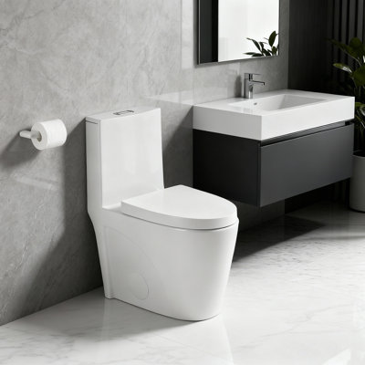 1.1/1.6 GPF Dual Flush One-Piece Toilet, Soft Close Seat, ADA 17" Height