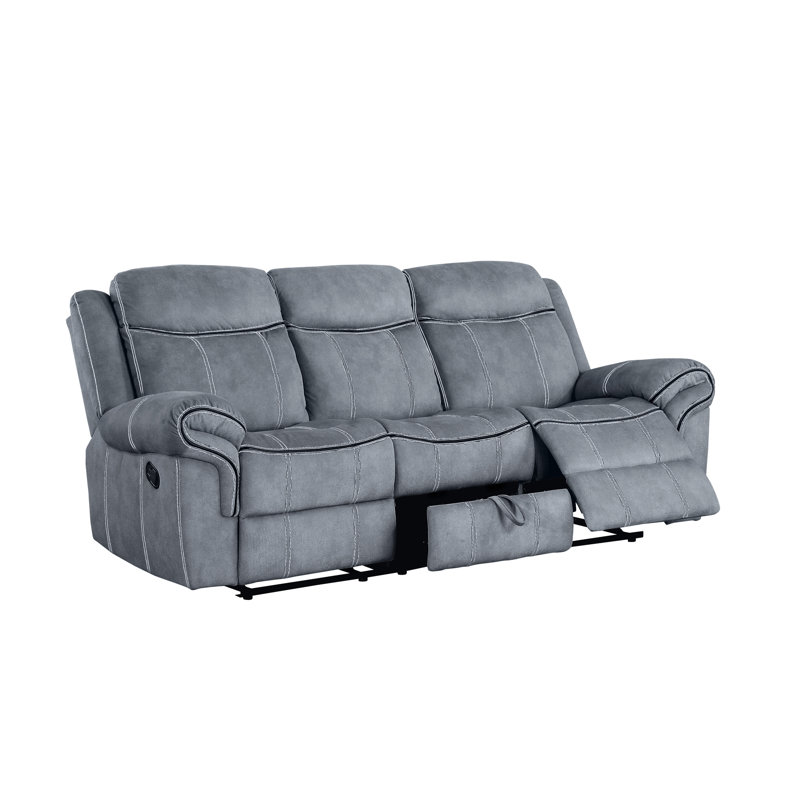 Fauteuil inclinable en velours bicolore gris - Port et table, 3 sièges, doux et moelleux, structure en métal robuste, capitonnage élégant, indulgent confortable avec station de charge