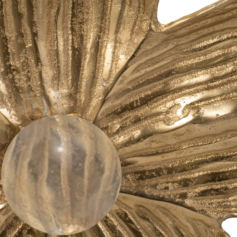 Modern Five Petal Flower Decorative Wall Art Sculpture - Artistic Metal Wall Accent for Home and Kitchen Wall Hanging - Set of 3, 18", Gold