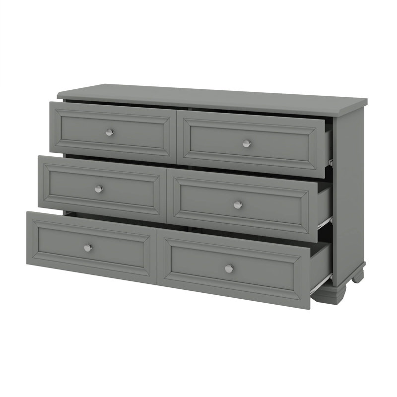 Commode en bois de style rétro avec 6 tiroirs, Gris