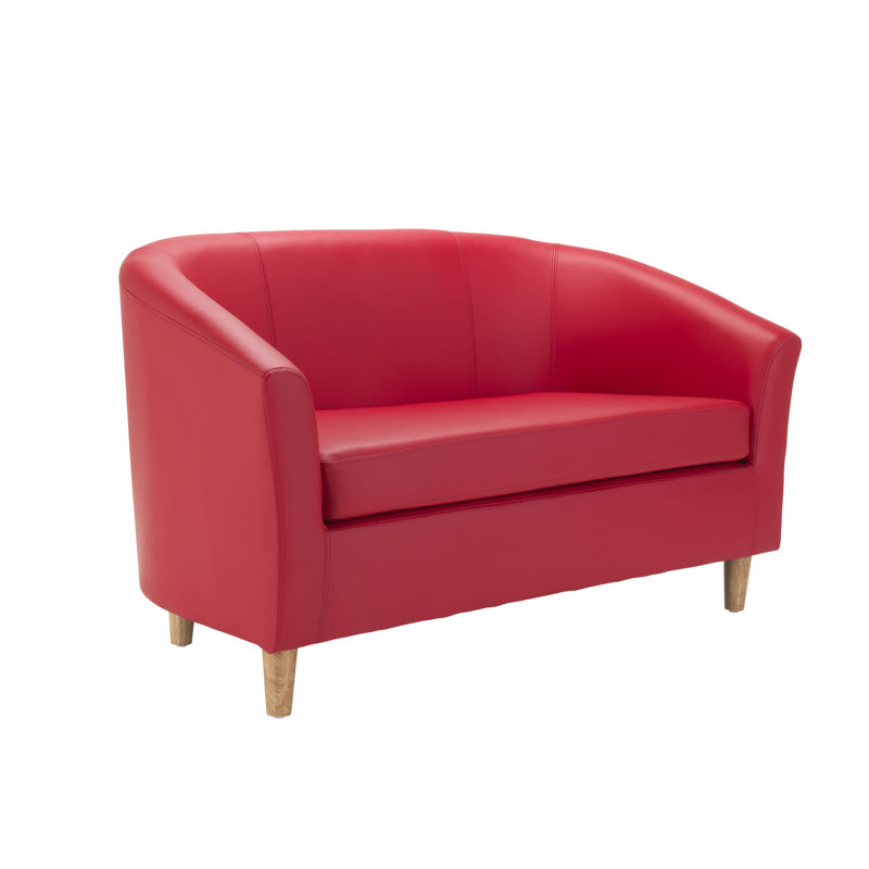 2 Seater Loveseat, Red, Chrome