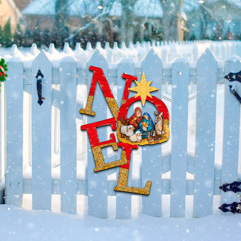 Suspension de porte en bois noel crèche par g. debrekht