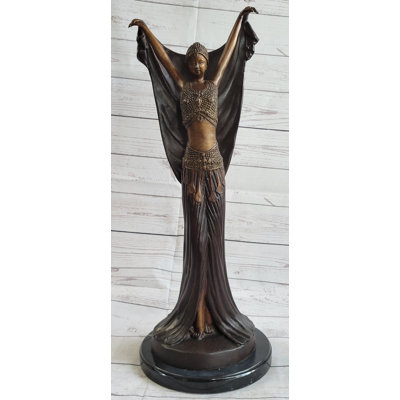 Swendy Art Deco Chiparus Russian Dancer Girl With Veil Bronze Statue Sculpture Figure