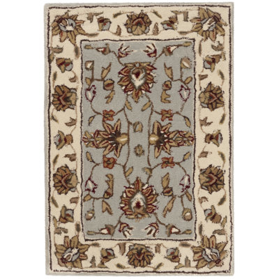 Tapis ivoire / gris crocheté à la main Cloverdale