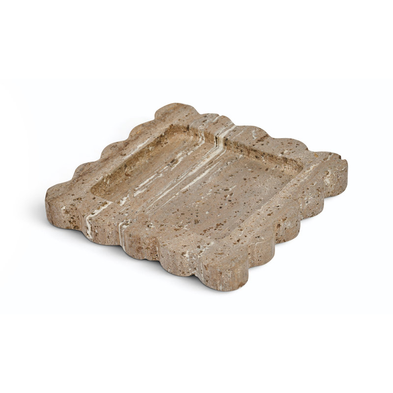 Natalie Grey Travertine Tray, Grey Travertine
