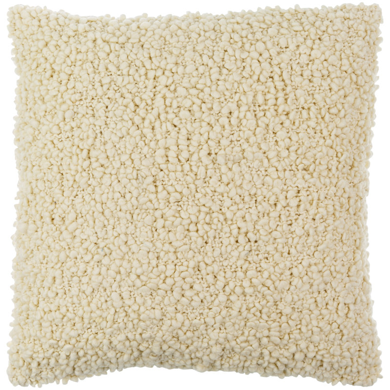Anella Polyester Throw Square Pillow Cover, H 22 po x l 22 po, Beige, Housse de coussin seulement - sans coussin
