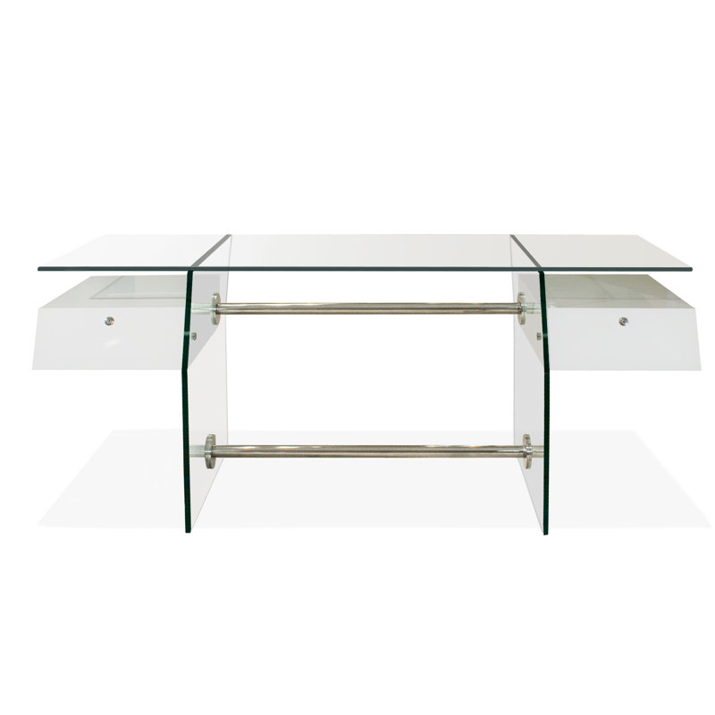 Glass Executive Desk, White Lacquer