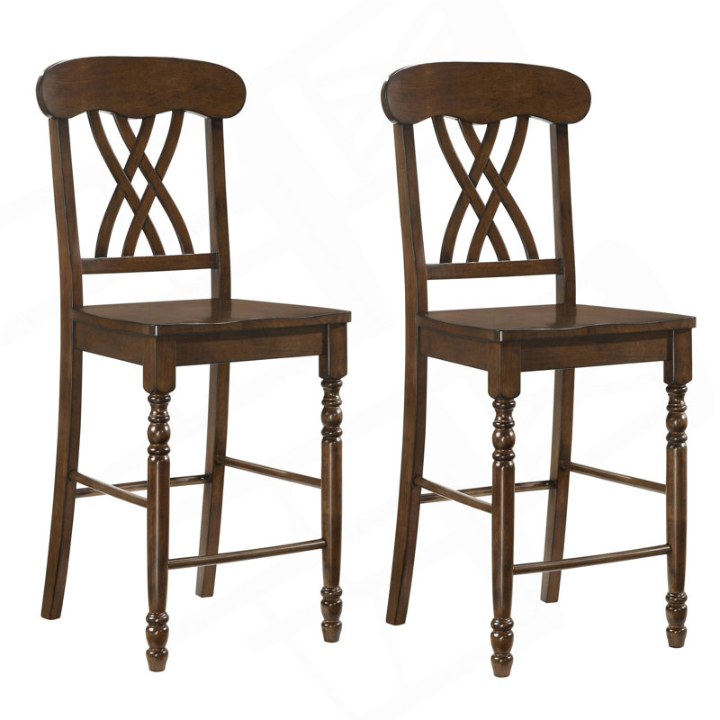 Tabourets à hauteur de comptoir en noyer croisé (ensemble de 2)